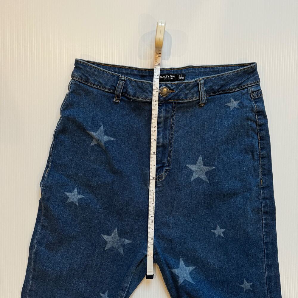 Nasty Gal Star Print Flare Jeans Women’s US 12 USA Y2K Americana Western 29x32 - Picture 6 of 16